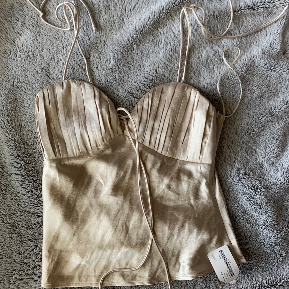 Champagne silk tank top